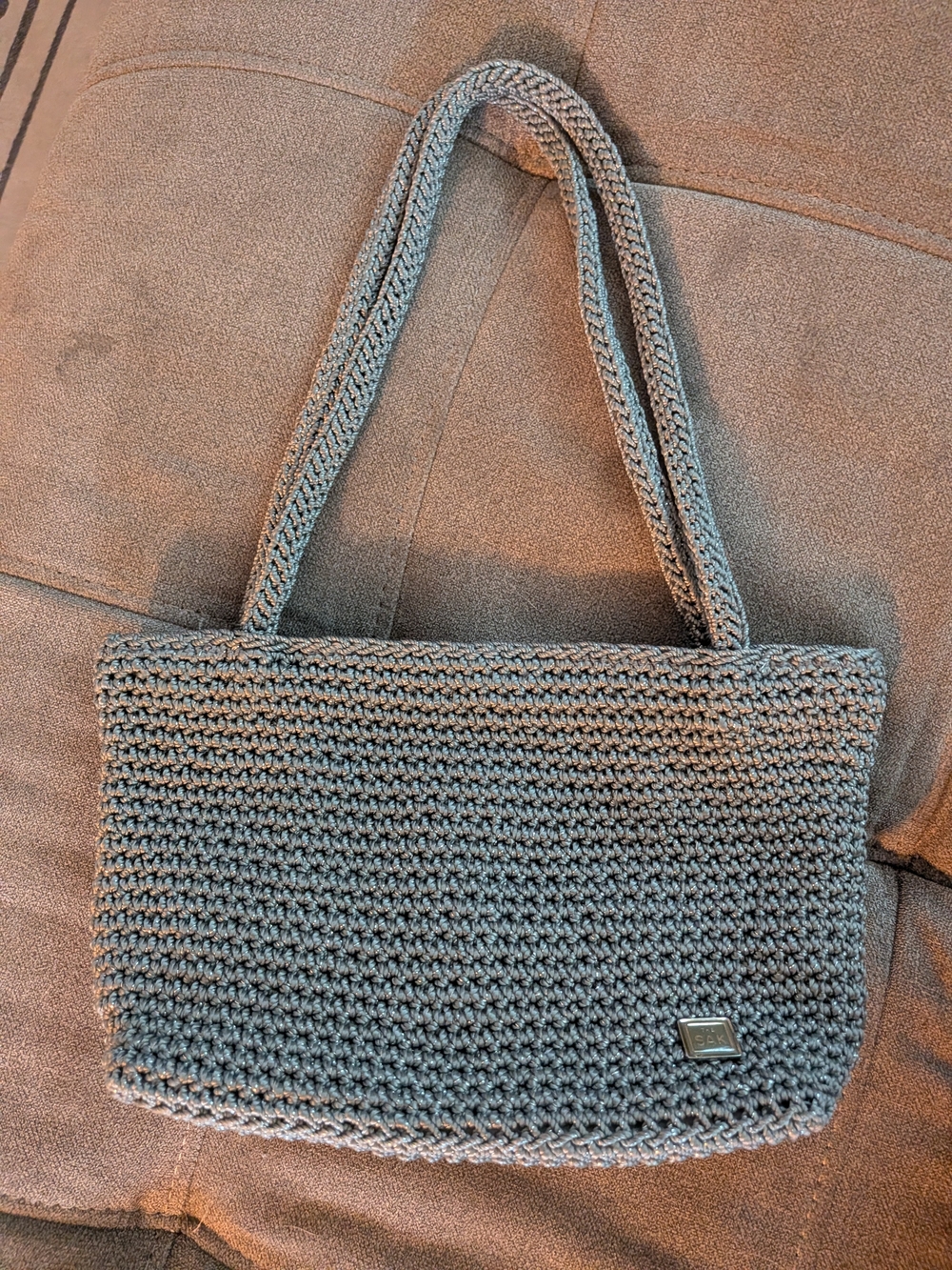 The Sak Gray Woven Crochet Mini Tote
